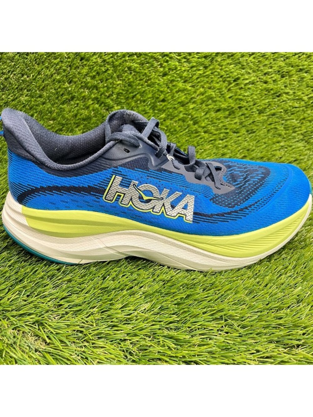 Hoka One One Skyflow Mens Size 9 Blue White Athletic Running Shoes Sneakers